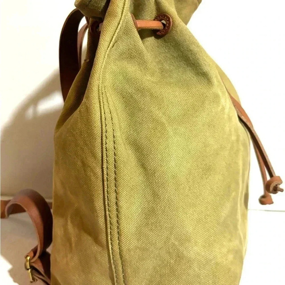 Olive Green Canvas Backpack - Picture 3 of 11